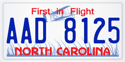 NC license plate AAD8125
