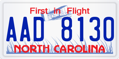 NC license plate AAD8130