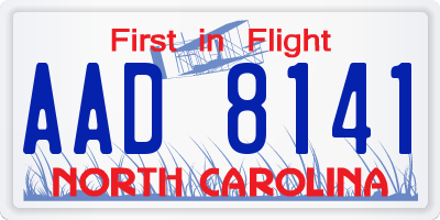 NC license plate AAD8141