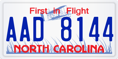 NC license plate AAD8144