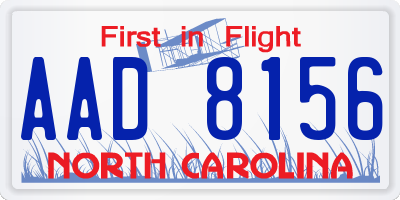 NC license plate AAD8156