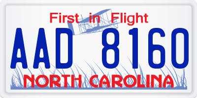 NC license plate AAD8160