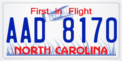NC license plate AAD8170
