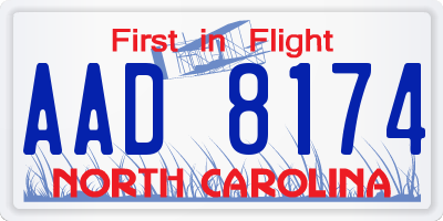 NC license plate AAD8174