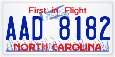 NC license plate AAD8182