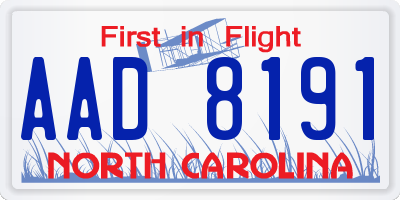 NC license plate AAD8191