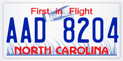 NC license plate AAD8204