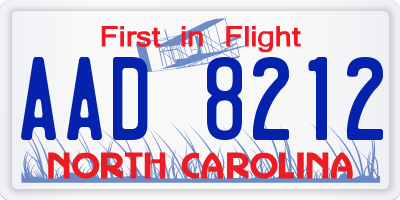 NC license plate AAD8212