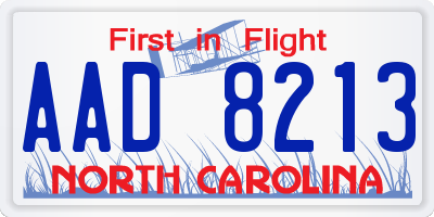 NC license plate AAD8213