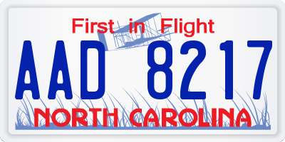 NC license plate AAD8217