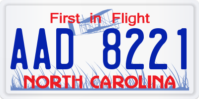 NC license plate AAD8221