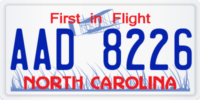 NC license plate AAD8226