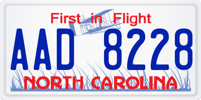 NC license plate AAD8228