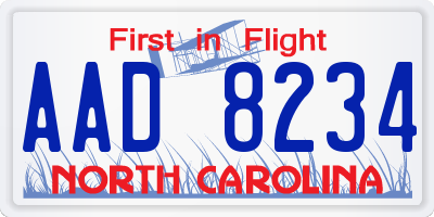 NC license plate AAD8234
