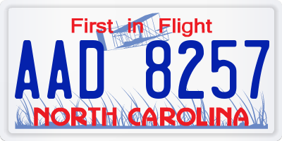 NC license plate AAD8257