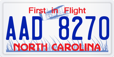 NC license plate AAD8270