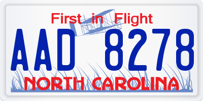 NC license plate AAD8278