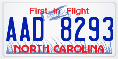 NC license plate AAD8293