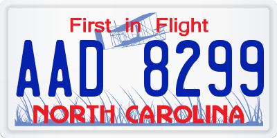 NC license plate AAD8299