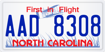 NC license plate AAD8308