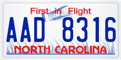 NC license plate AAD8316
