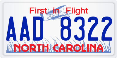 NC license plate AAD8322