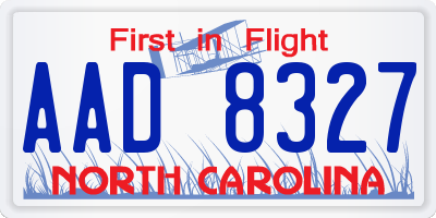 NC license plate AAD8327