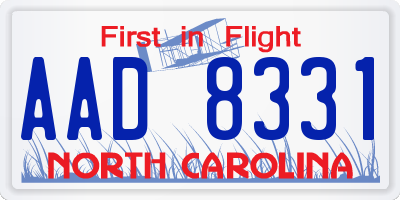 NC license plate AAD8331