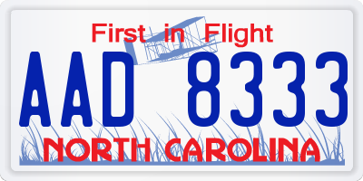 NC license plate AAD8333
