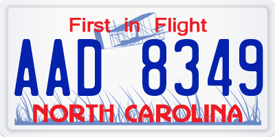 NC license plate AAD8349