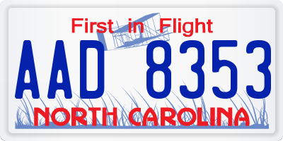 NC license plate AAD8353