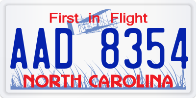 NC license plate AAD8354