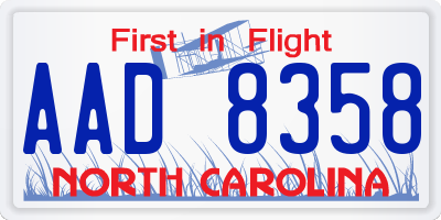NC license plate AAD8358