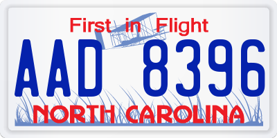 NC license plate AAD8396