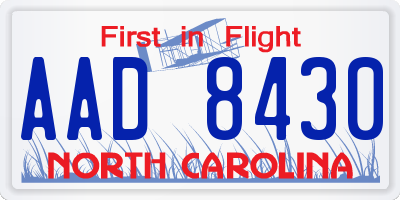 NC license plate AAD8430