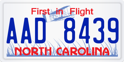 NC license plate AAD8439