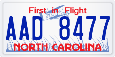 NC license plate AAD8477