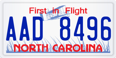 NC license plate AAD8496