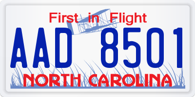 NC license plate AAD8501