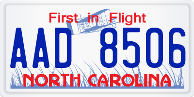 NC license plate AAD8506