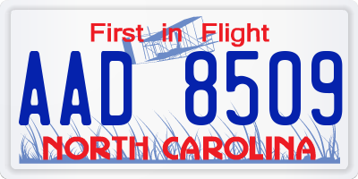 NC license plate AAD8509