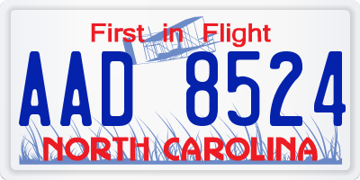 NC license plate AAD8524