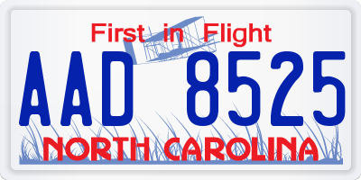 NC license plate AAD8525