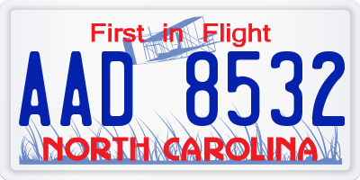 NC license plate AAD8532
