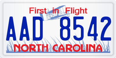 NC license plate AAD8542