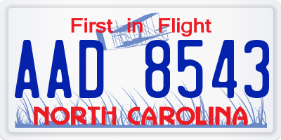 NC license plate AAD8543