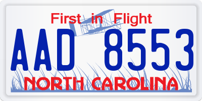 NC license plate AAD8553