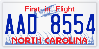 NC license plate AAD8554