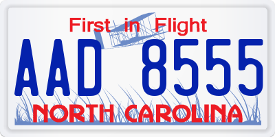 NC license plate AAD8555