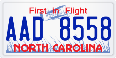 NC license plate AAD8558